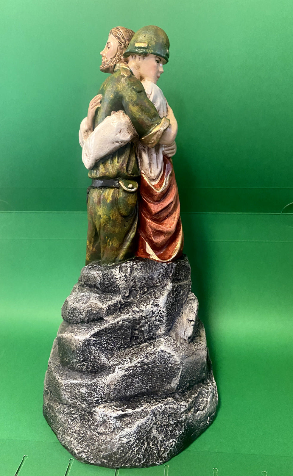 Jesus Hugging a Soldier, Hand Painted 9.25" Statue, New from Colombia #L022 - Bob and Penny Lord