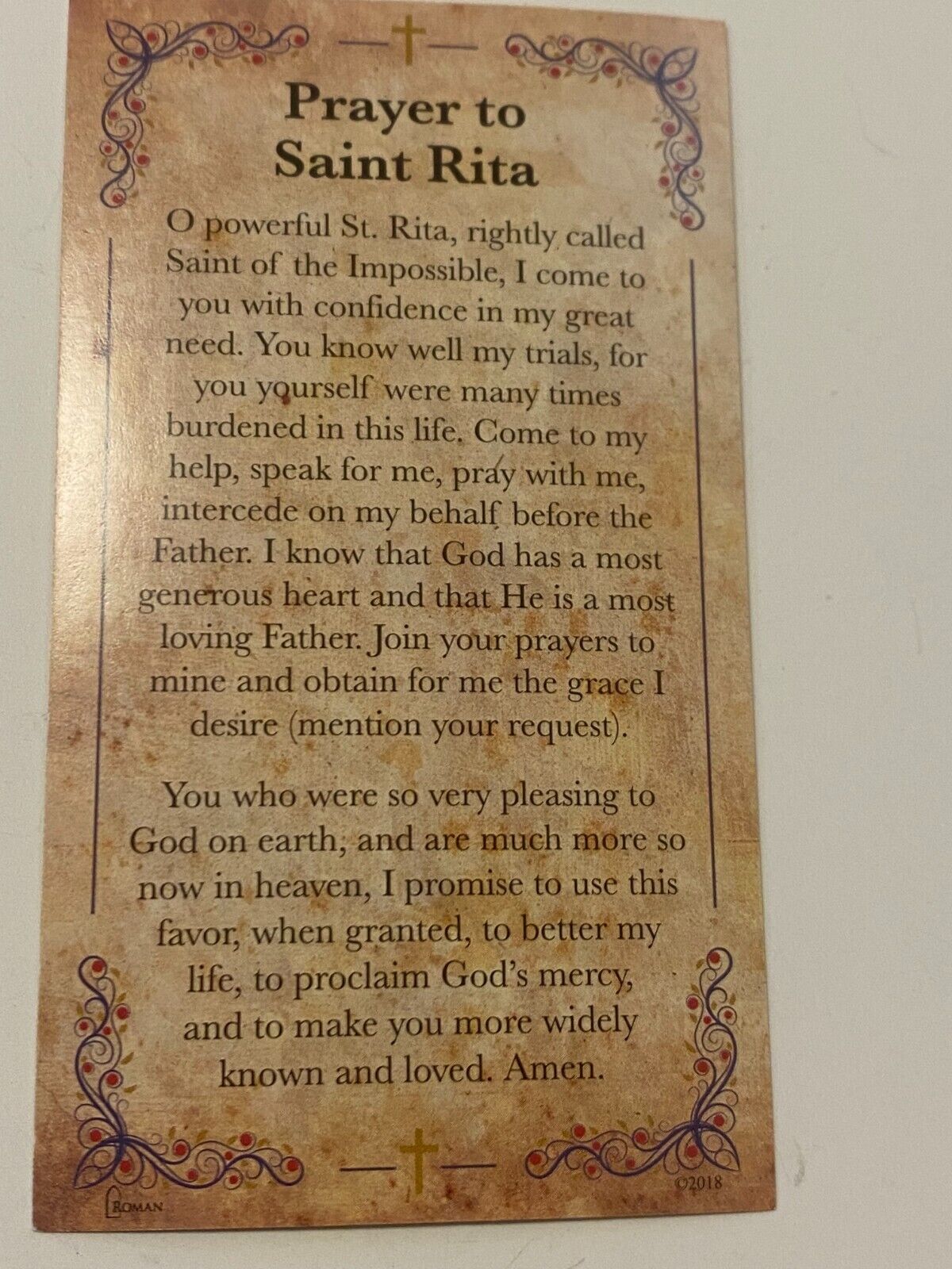 Saint Rita of Cascia 3.75" H Statue+ Prayer Card & Bio, New - Bob and Penny Lord