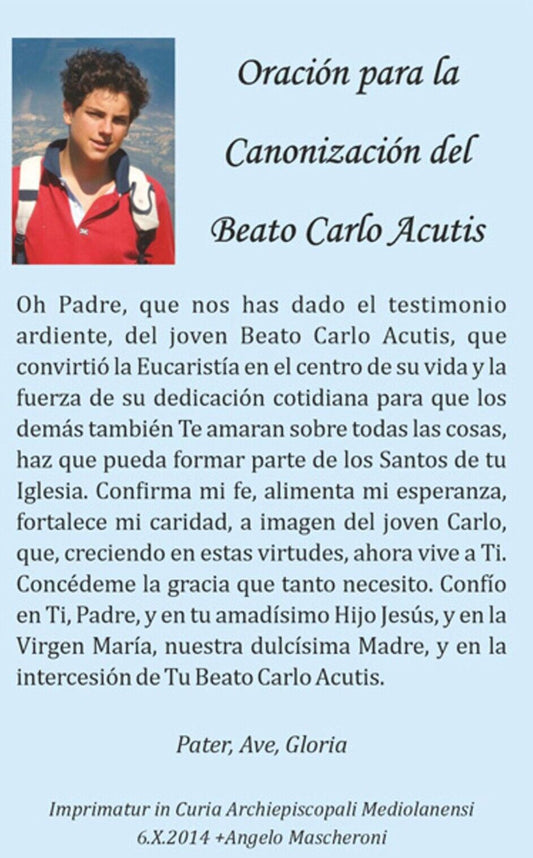 Oración para la canonización del B Carlo Acutis,Apóstol de Eucaristía,#PC-29