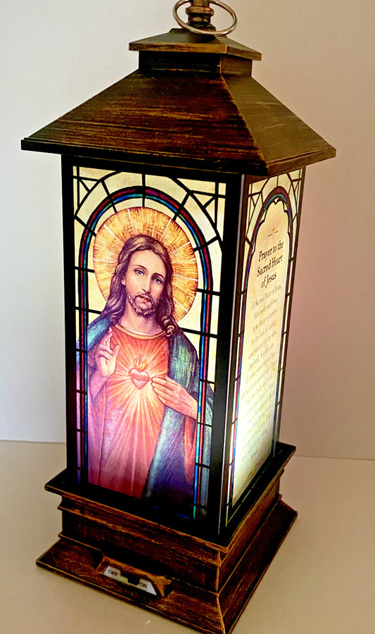 Sacred Heart Of Jesus 11" LED Lantern, New #RM-034 - Bob and Penny Lord