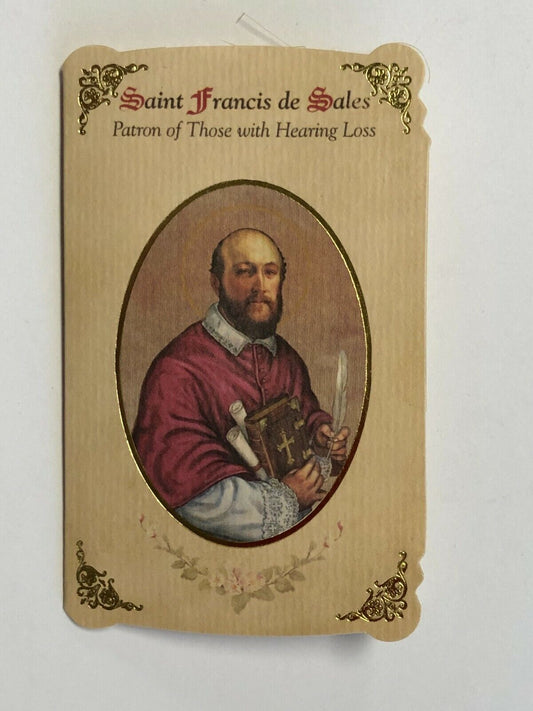 Saint  Francis de Sales Prayer Card + Medal, New - Bob and Penny Lord