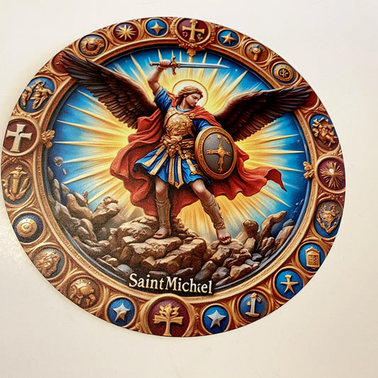 Saint Michael The Archangel  Aluminum 8" Round Image, New #ALM-011