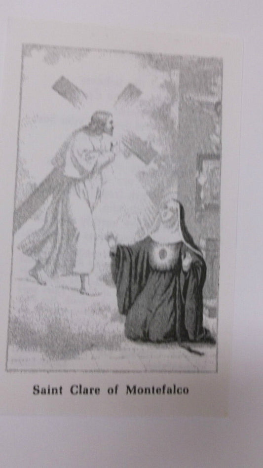 Saint Clare of Montefalco, Black & White  Prayer Card, From Italy