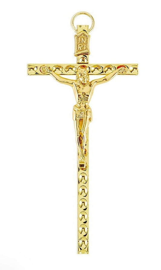 Gold 4" Hammered Wall Cross,  New #MD-052