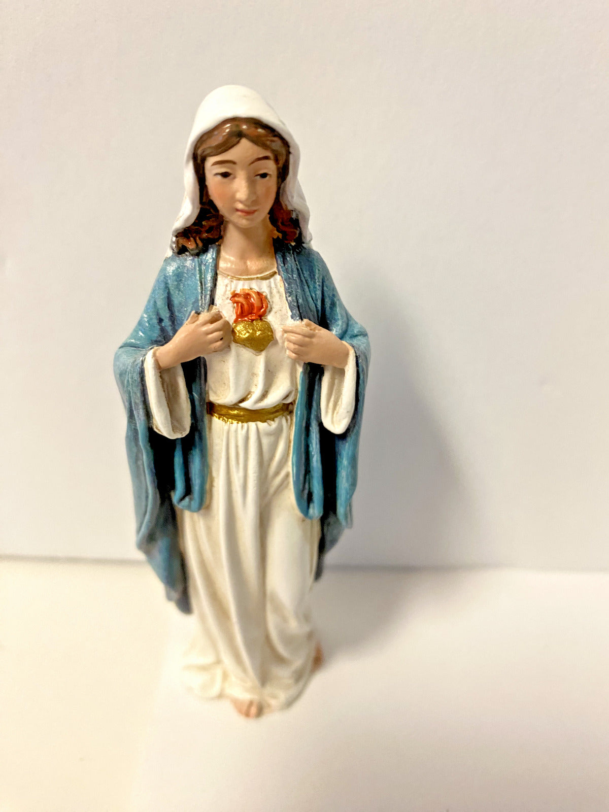 Immaculate Heart of Mary Small 4.25"  Statue,+ Prayer Card & Bio,  New #RM-