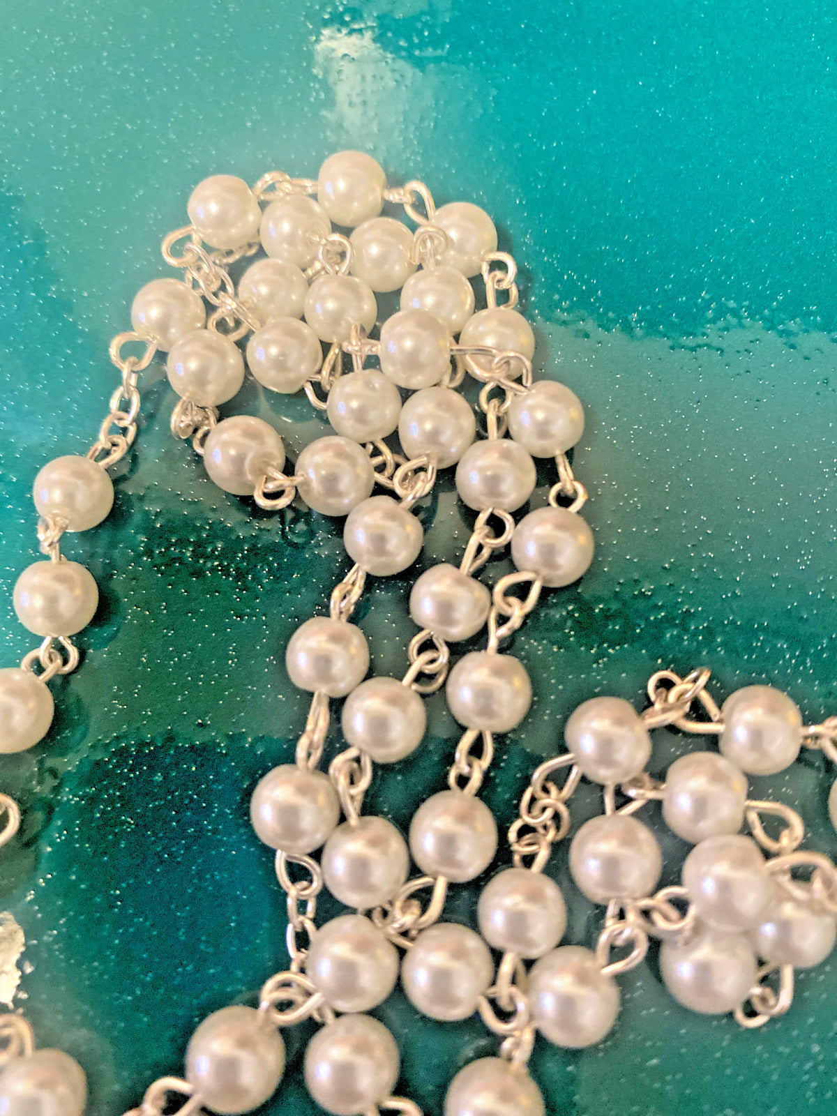 White Faux Pearl Rosary, New # AB-093