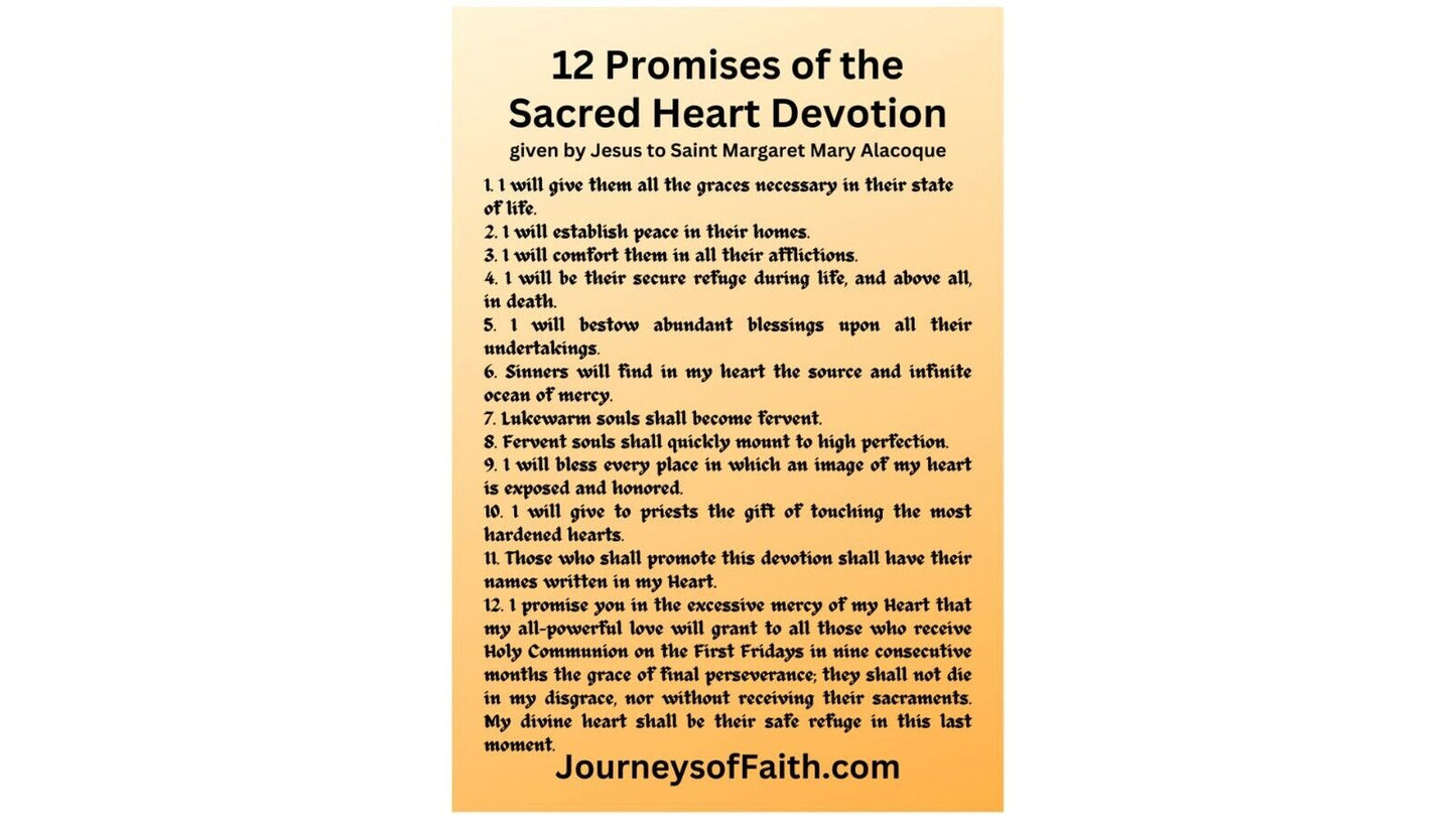 12 Promises of the Sacred Heart of Jesus - 10 Pack Laminated - Bob and Penny Lord