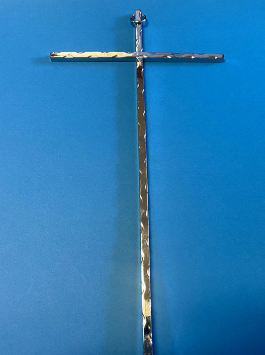 Silver Tone Hammered Wall Cross, New #AB-026-1 - Bob and Penny Lord