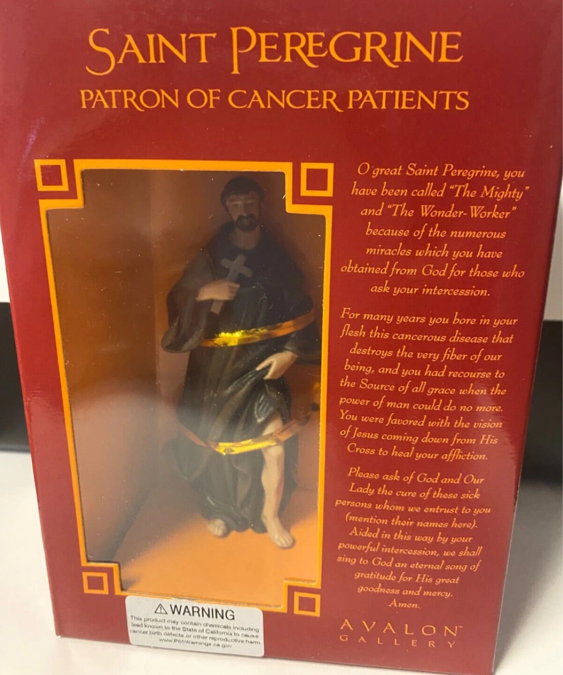 Saint Peregrine, (The Cancer Saint)  4" Statue, New