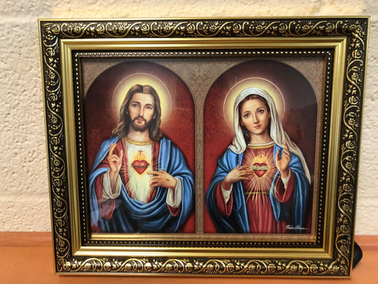 Sacred Heart of Jesus & Immaculate Heart of Mary Picture Frame, New