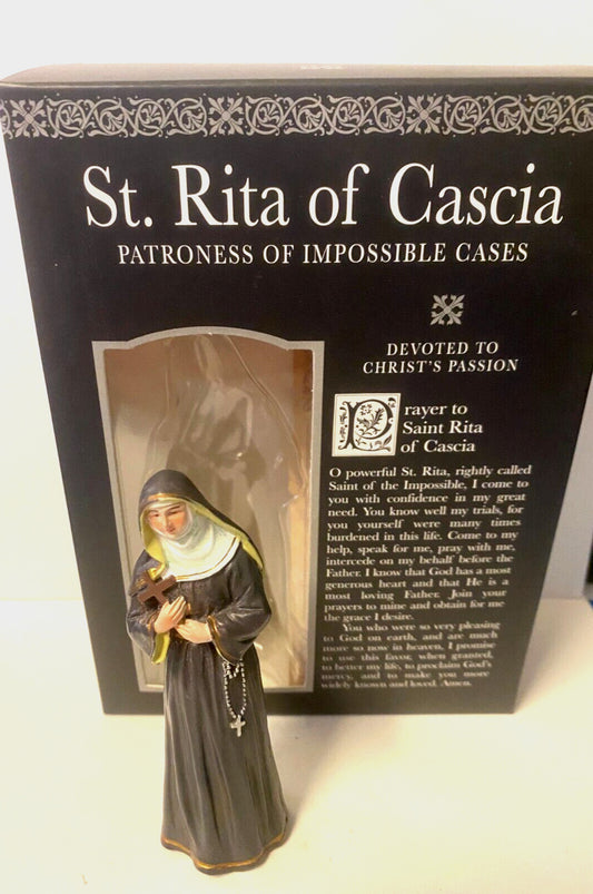 Saint Rita of Cascia 3.75" H Statue+ Prayer Card & Bio, New Free Shipping