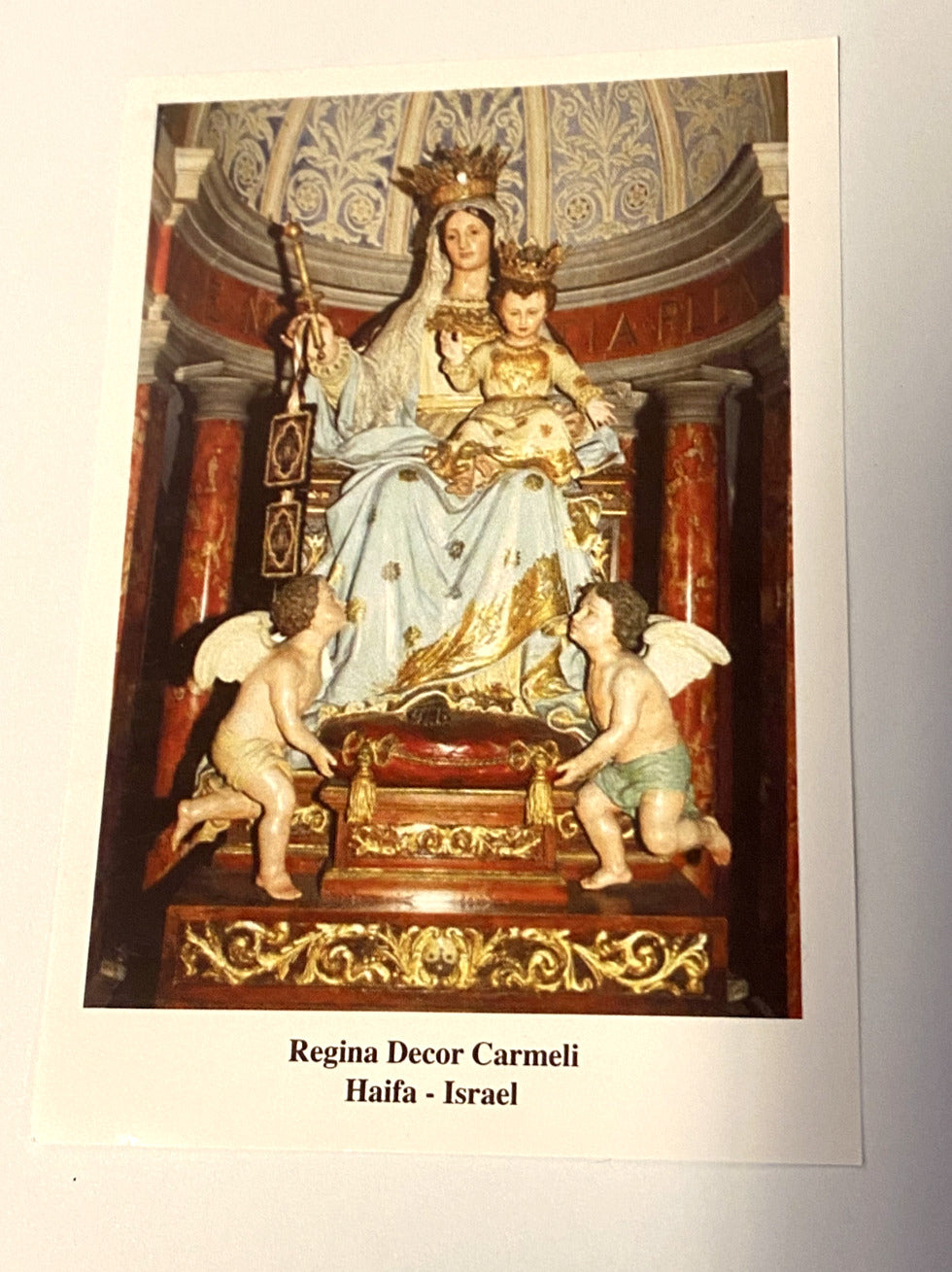 Our Lady of Mount Carmel Prayer Card, New From Holy Land