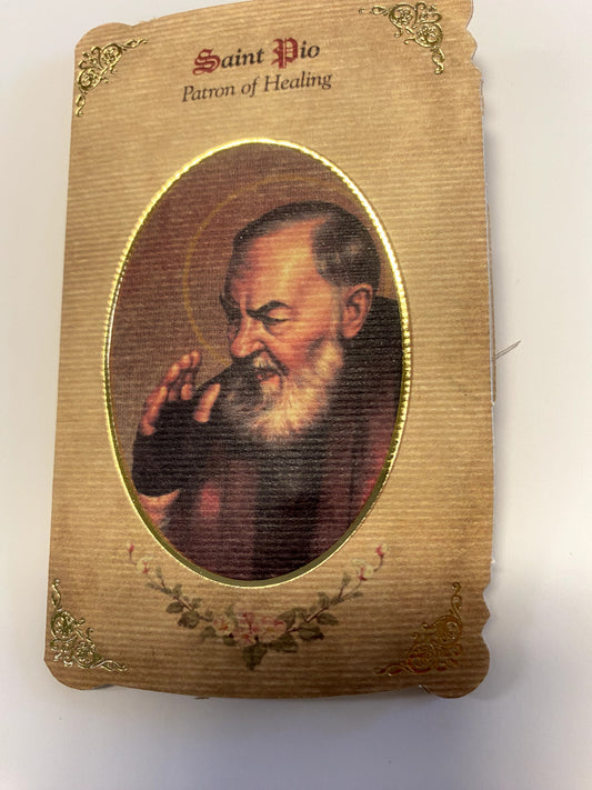 Saint Padre Pio (Patron of Healing) Prayer Card with Medal, New - Bob and Penny Lord