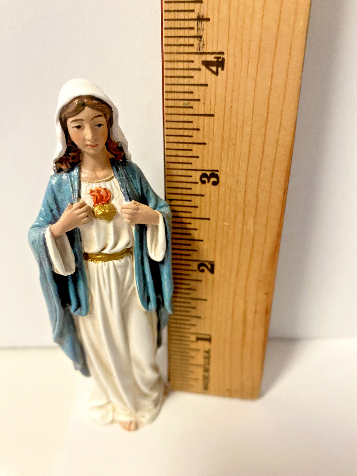 Immaculate Heart of Mary Small 4.25"  Statue,+ Prayer Card & Bio,  New #RM-