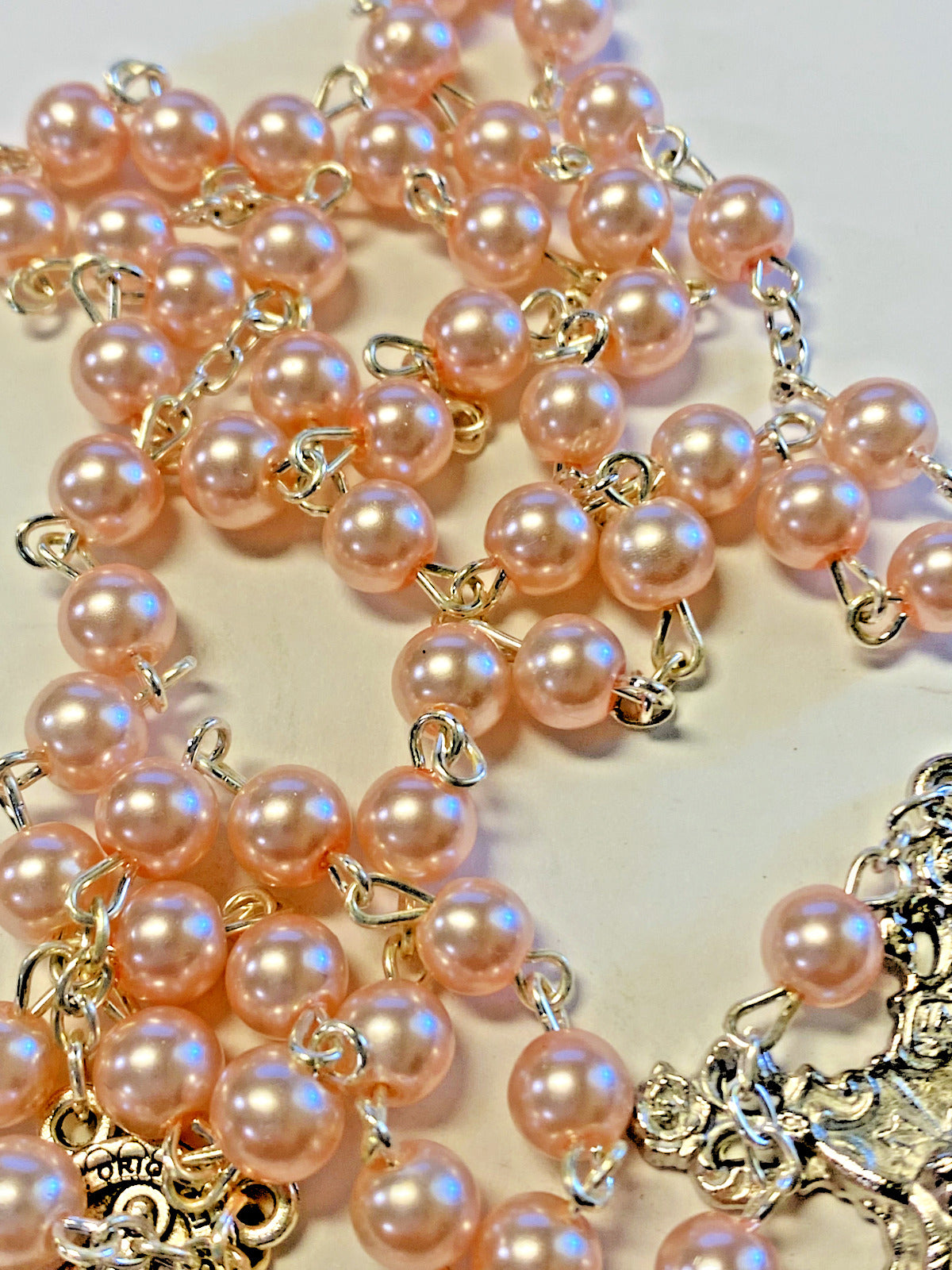 Pink Faux Pearl Rosary, New # AB-094 - Bob and Penny Lord