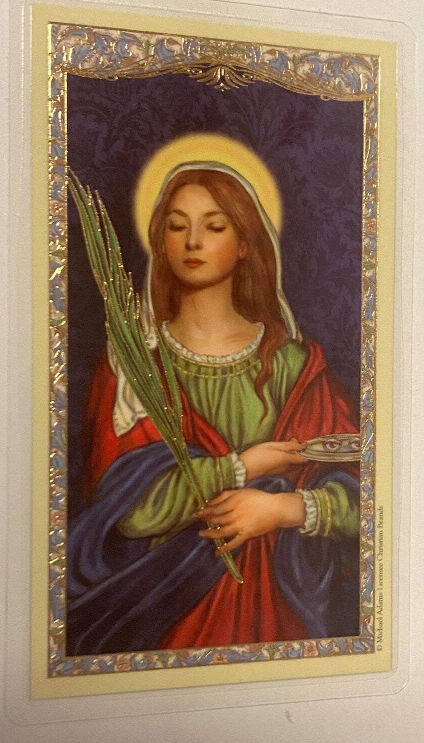 Saint Lucy Laminated Prayer Card, New