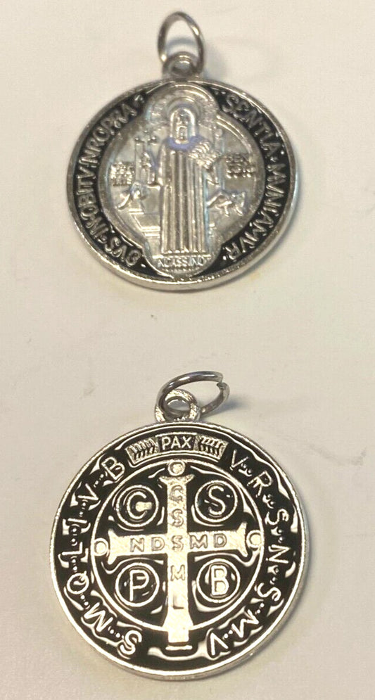 Saint Benedict Black & Silver tone Medal,  New - Bob and Penny Lord