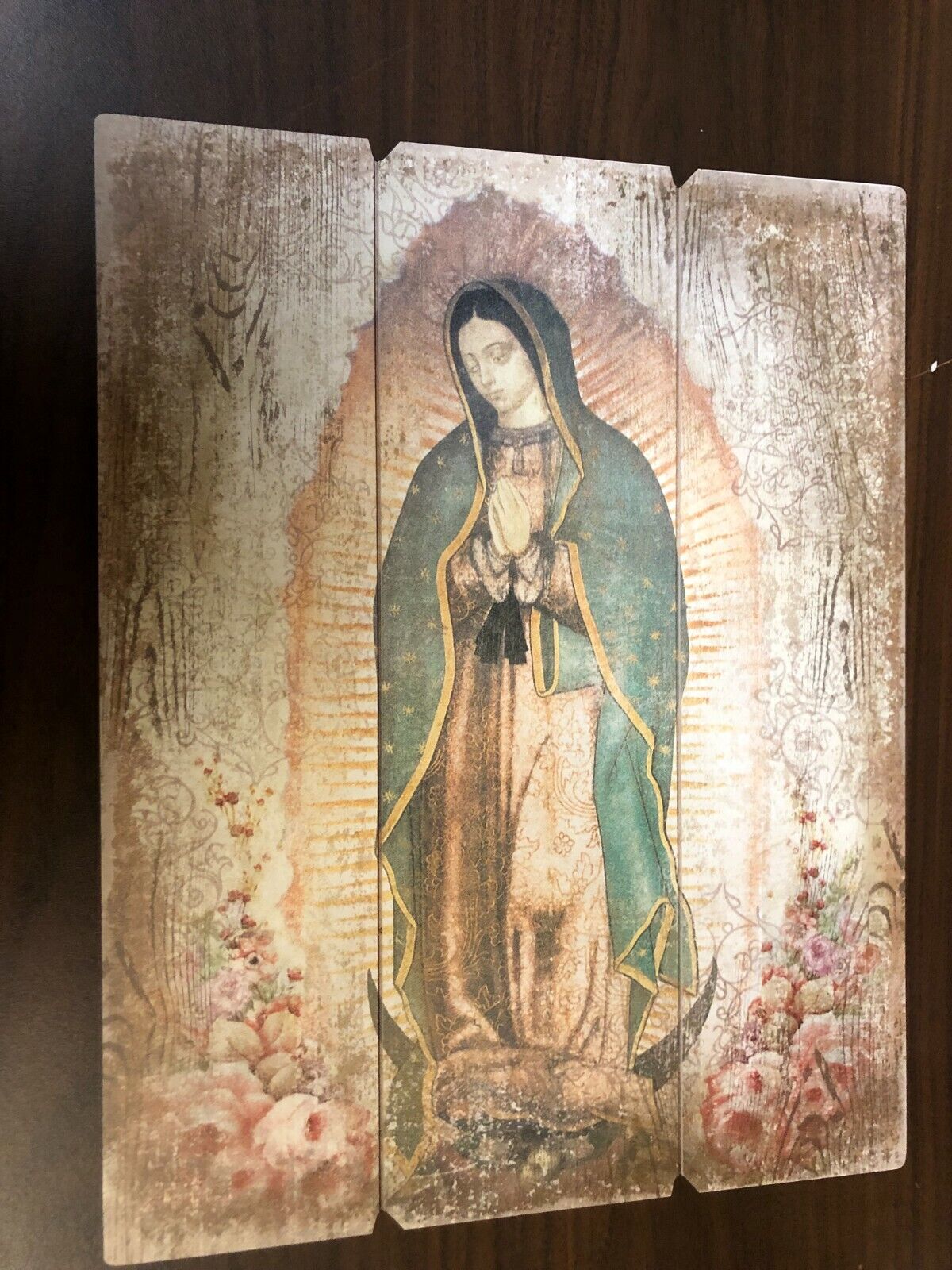 Our Lady of Guadalupe Image set on Wood Pallet,  New  #AB-011