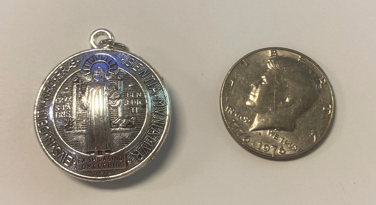 Saint Benedict Silver Tone Medal,  New #9