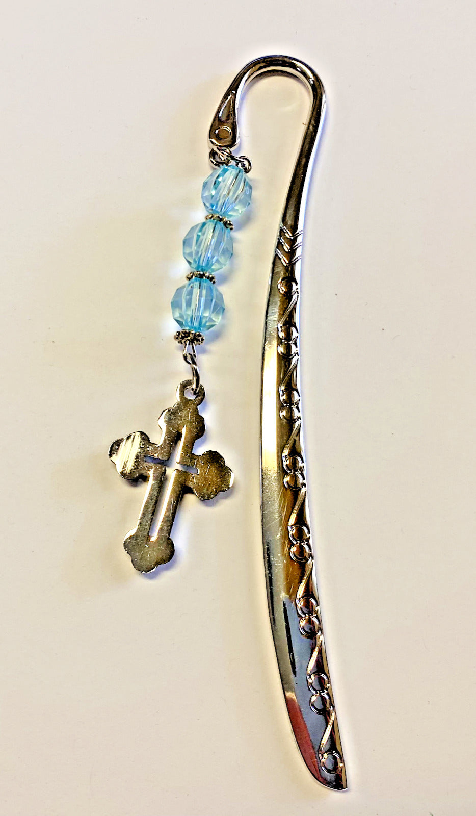 Cross Bookmark with blue beads, New #MD-71 - Bob and Penny Lord