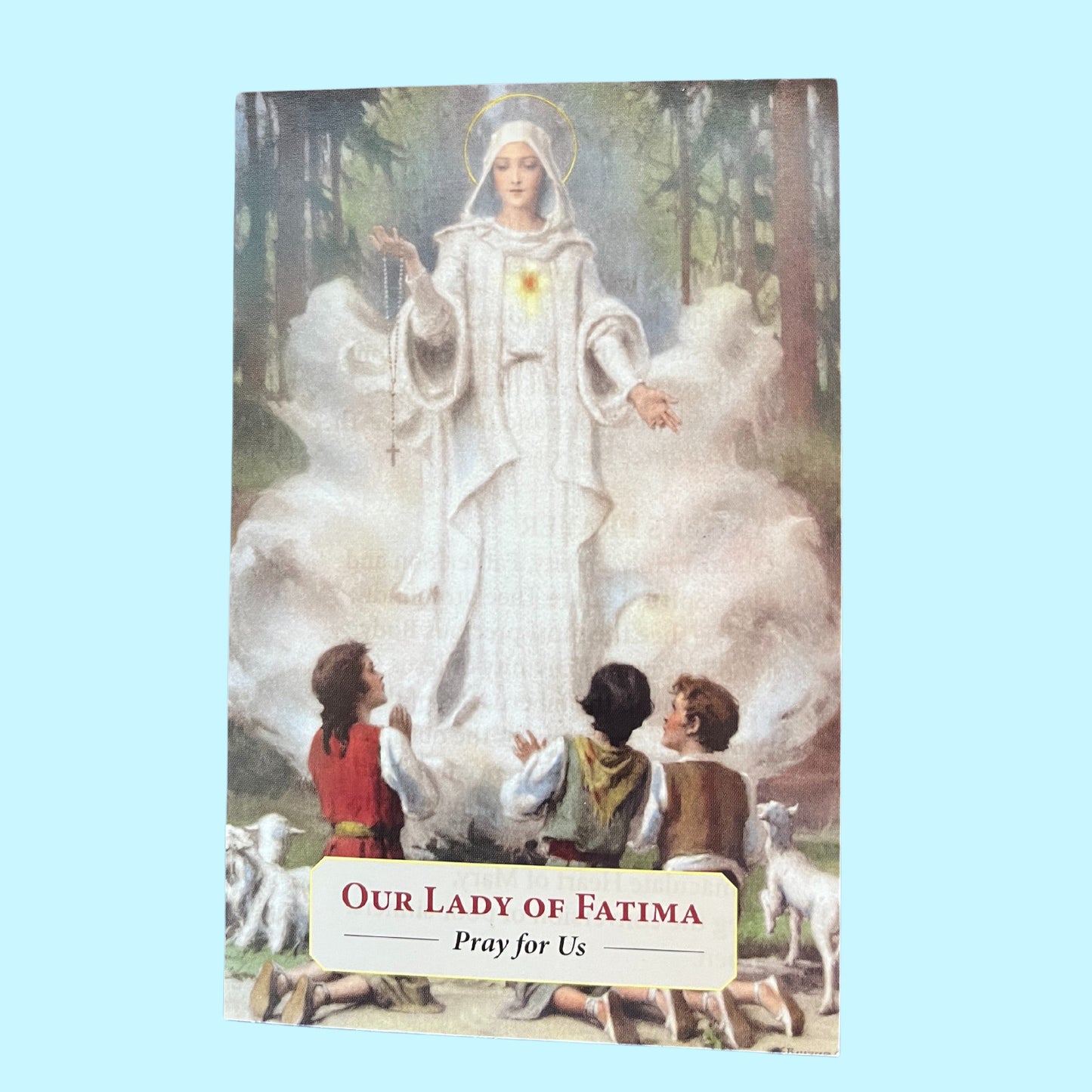 Our Lady of Fatima Prayer Card with the Fatima Prayers