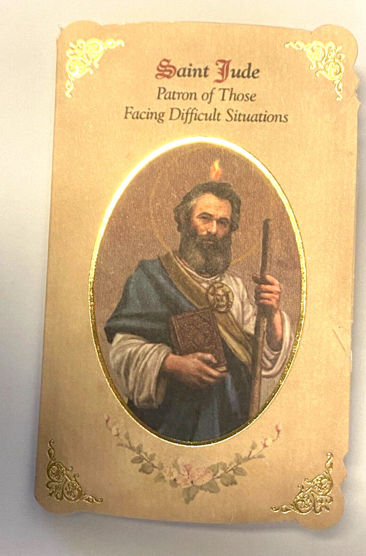 Saint Jude (Patron St of Difficult Situations) Prayer Card + Medal, New,#PCM-019