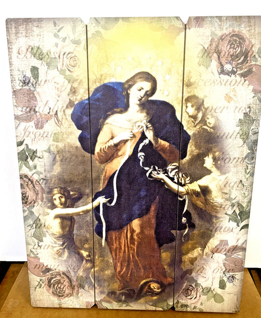 Our Lady Undoer (Untier) of Knots Wood Pallet Image, New. #AB-225 - Bob and Penny Lord