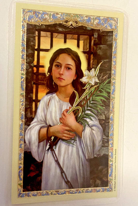 Saint Philomena Laminated Novena Prayer Card, New