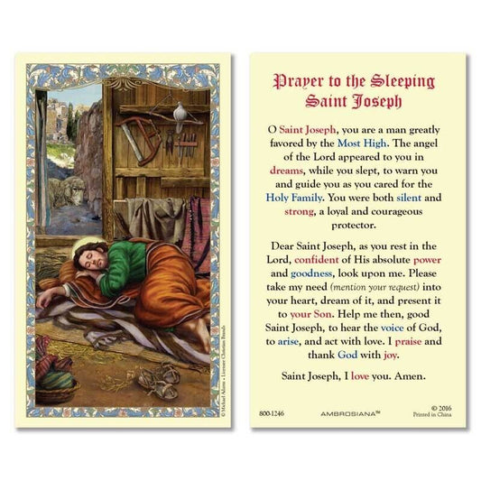 Saint Joseph Sleeping Laminated Prayer Card, New #PCL-43