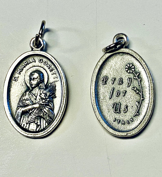 Saint Maria Goretti 1' Silver tone Medal, New  #MD-101