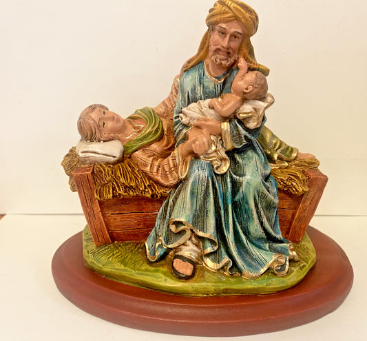 "Let Mum Rest" Holy Family  5.25"  Hand Painted Statue, New From Colombia #L021