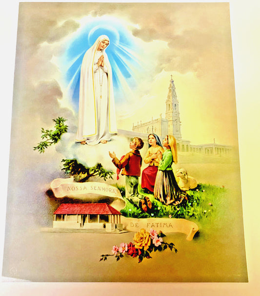 Our Lady of Fatima with Children  8" x 10" Image Print, New From Japan #AB-099-J - Bob and Penny Lord