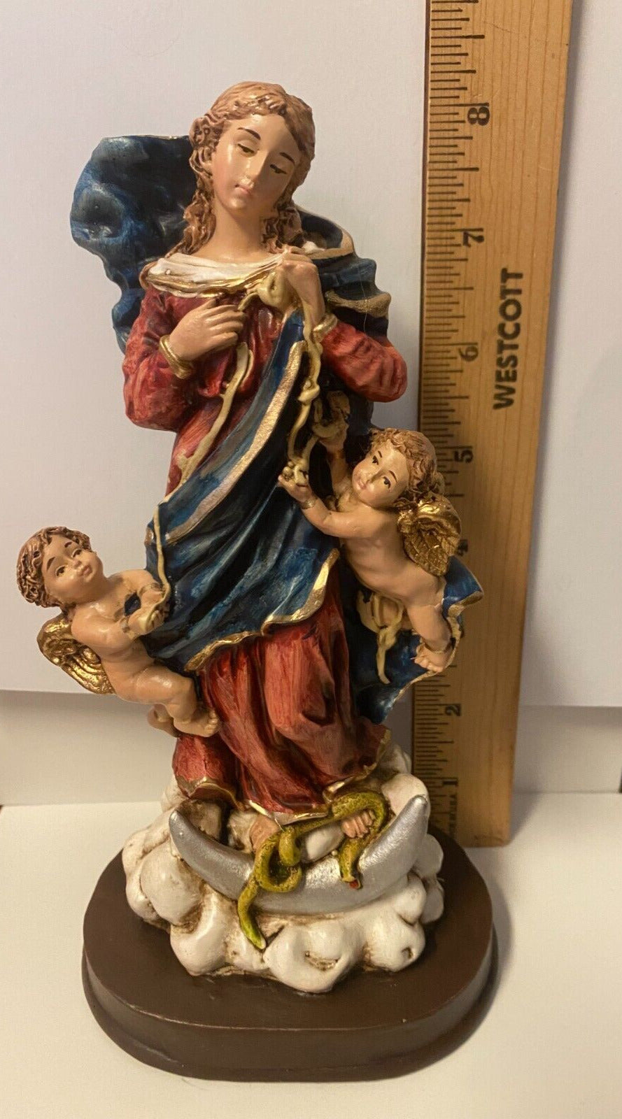 Our Lady Undoer (Untier) of Knots 8"  Hand Painted Statue, New from Colombia - Bob and Penny Lord