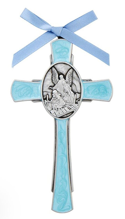 Boy's Guardian Angel Blue  Crib Cross, New, #AB-161-1