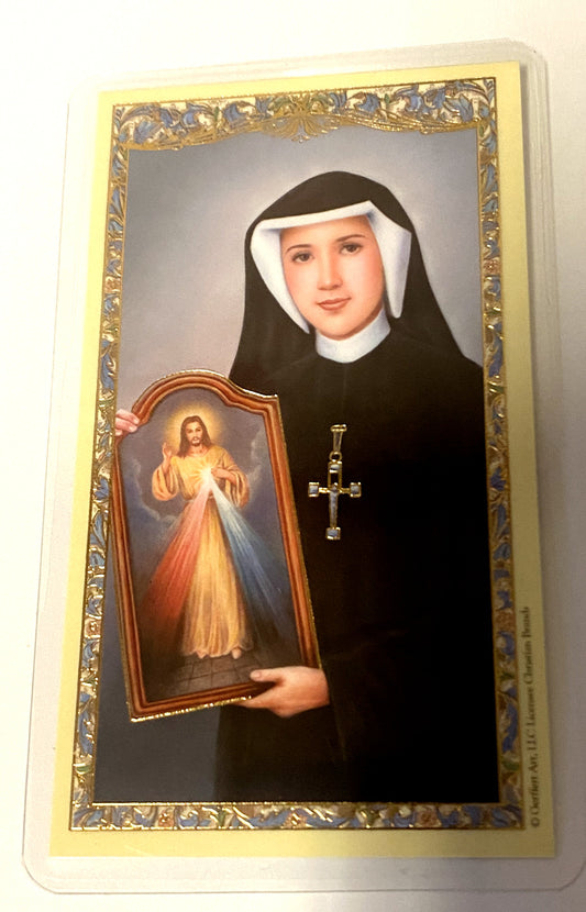 Saint Sister Faustina Laminated Prayer Card, New #PCL-05