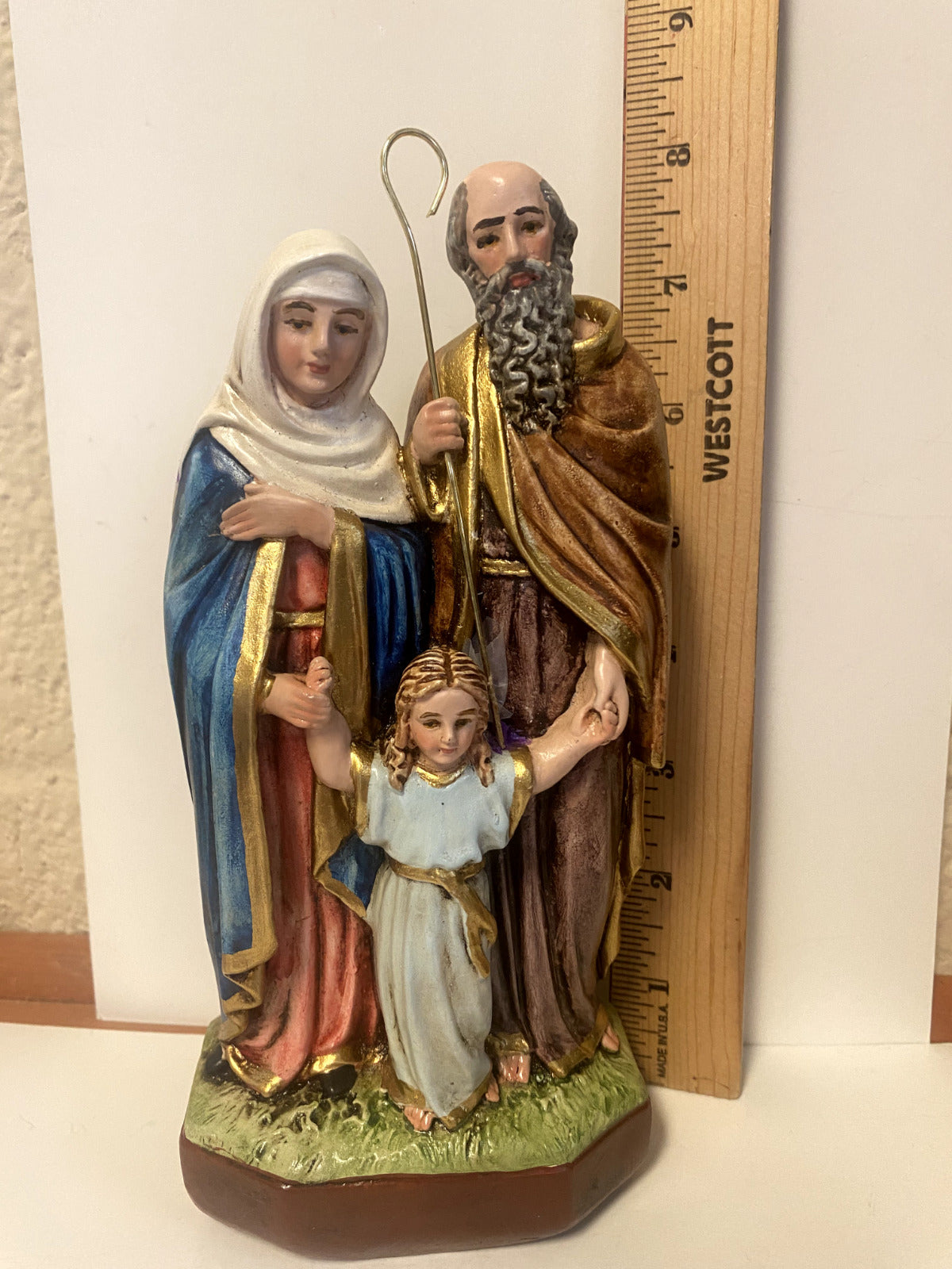 Sts. Anne & Joaquim Hand Painted 8" Statue, New From Colombia #L020 Free Shipping