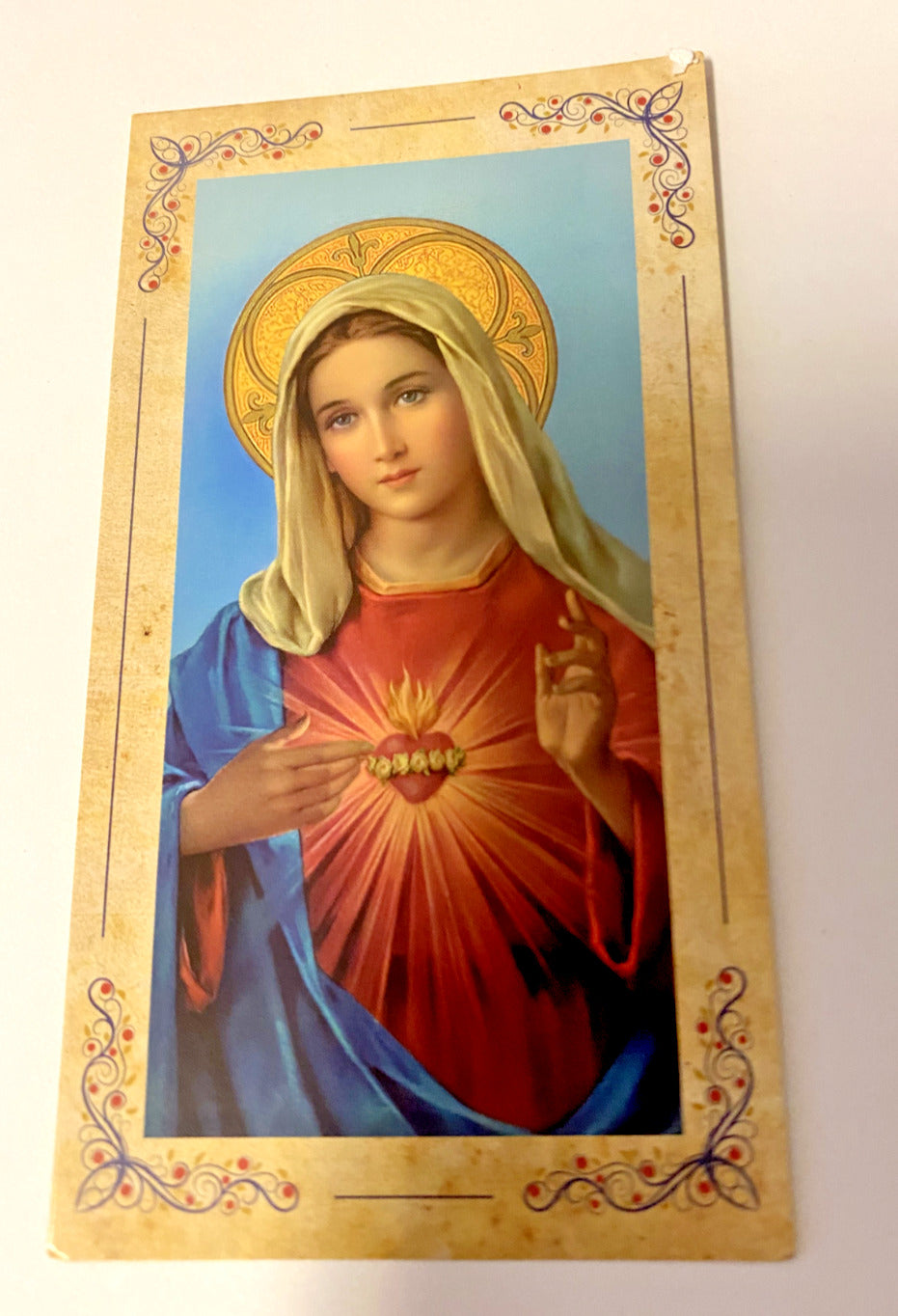 Immaculate Heart of Mary Small 4.25"  Statue,+ Prayer Card & Bio,  New #RM-