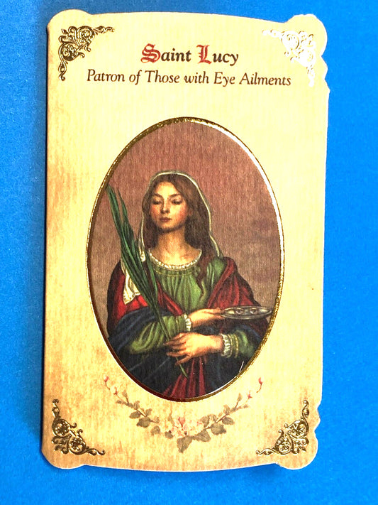 Saint Lucy(Patron St of Eye Ailments) Novena Card with Medal, New #PCM-021