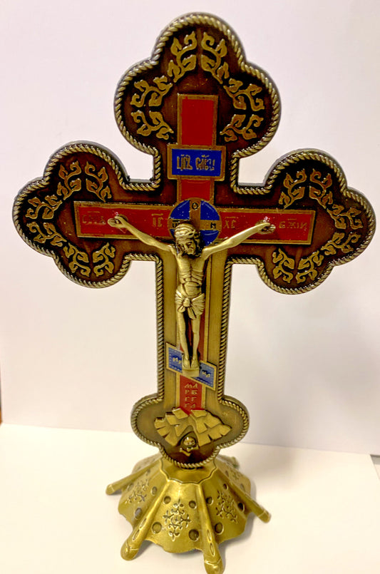 Standing Antique Gold 8"  Crucifix, New #AB-97-1 - Bob and Penny Lord