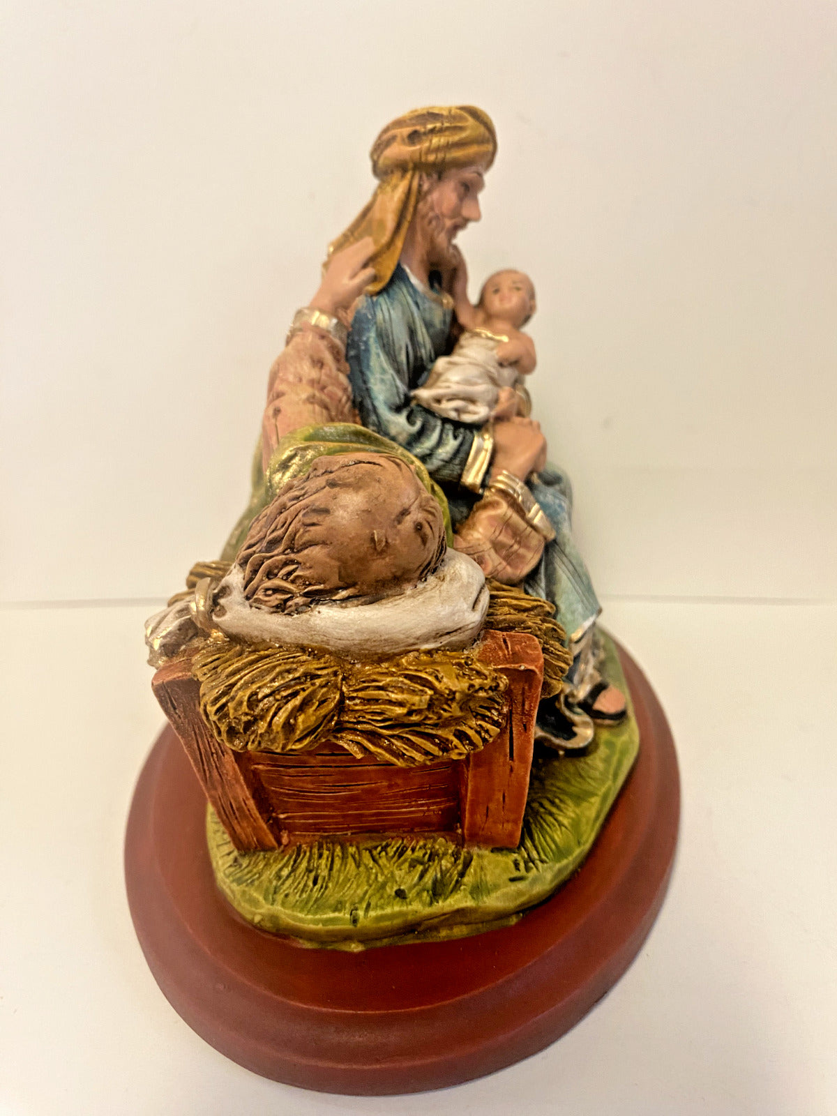 "Let Mum Rest" Holy Family  5.25"  Hand Painted Statue, New From Colombia #L021