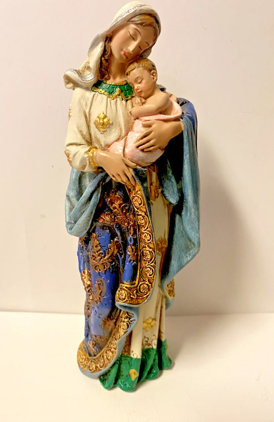 Adoring Blessed Mother & Child Jesus Statue 7 1/8" Statue, New