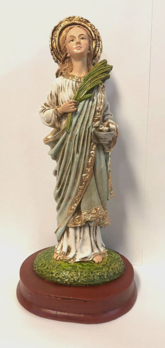 Saint Lucy  Hand Painted 8" Statue, New From Colombia #L015