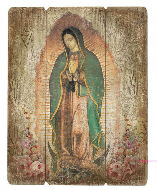 Our Lady of Guadalupe Image set on Wood Pallet,  New  #AB-011