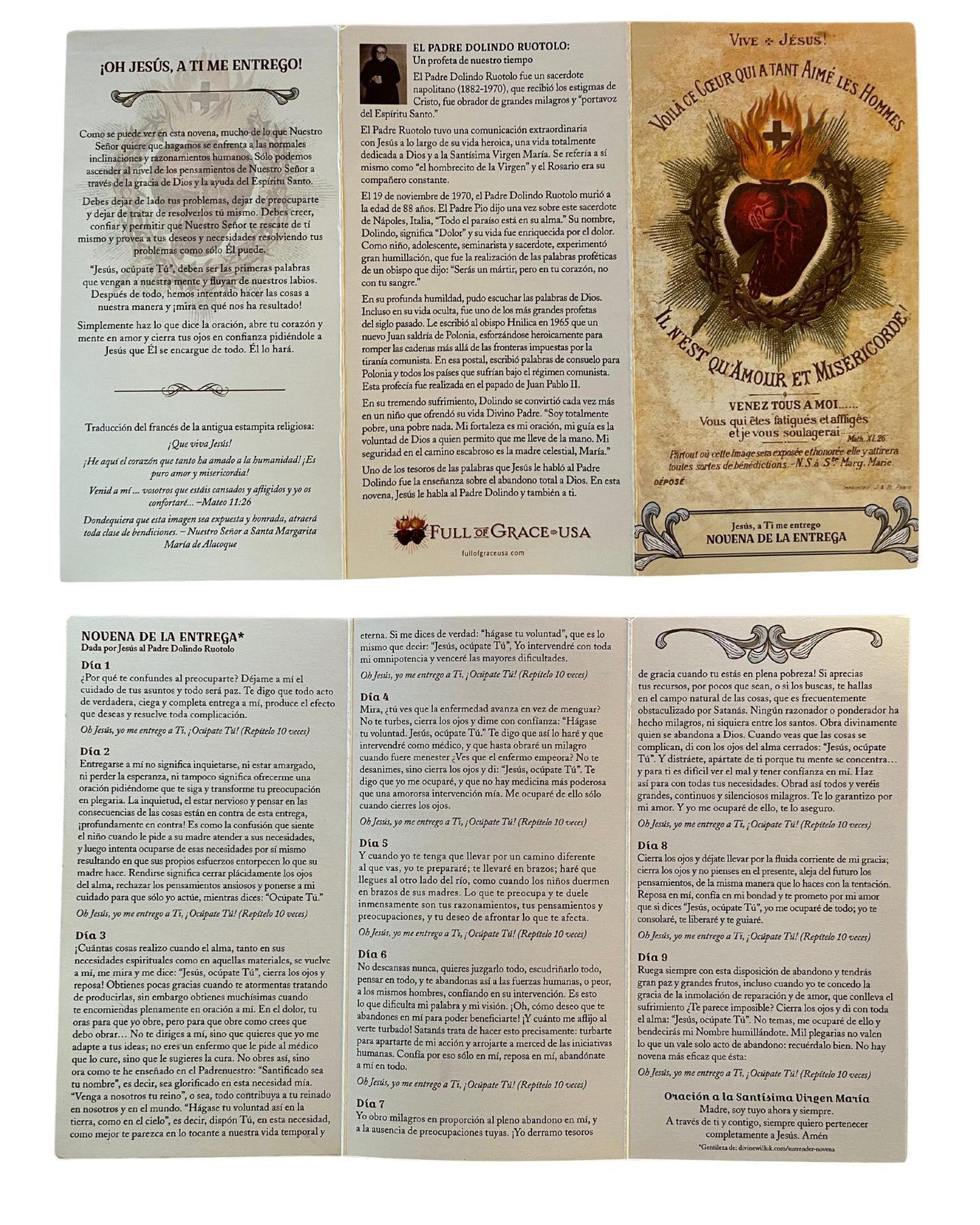 5Pack Spanish Novena of Surrender to the Will of God Trifold Holy Card - Bob and Penny Lord