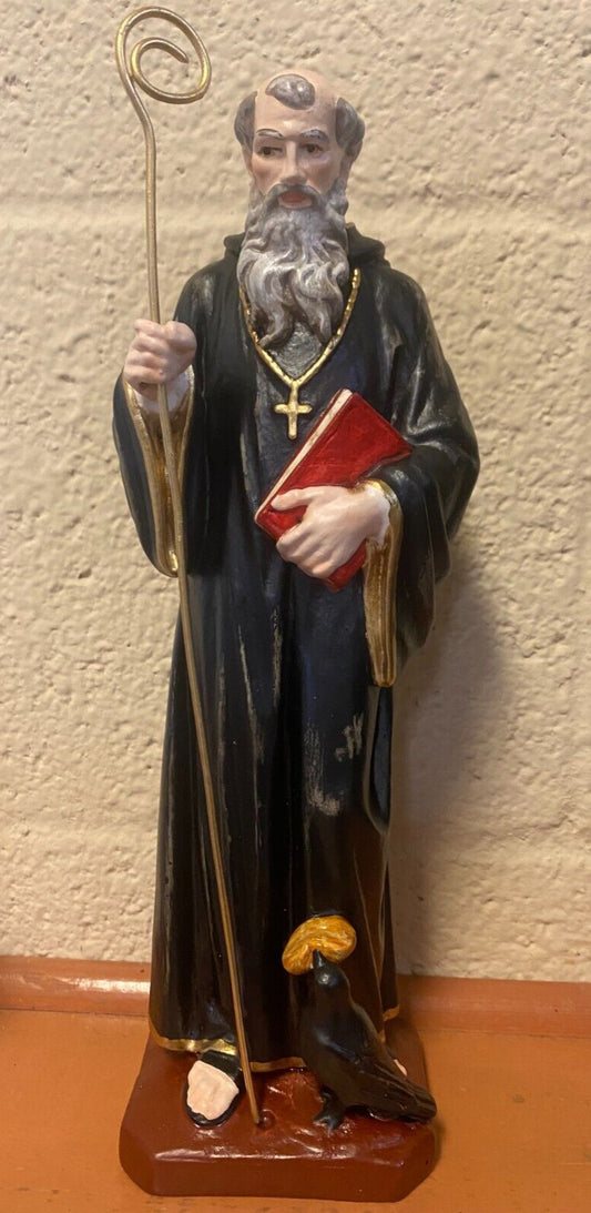 Saint Benedict  Hand Painted 11" Statue , New From Colombia - Bob and Penny Lord