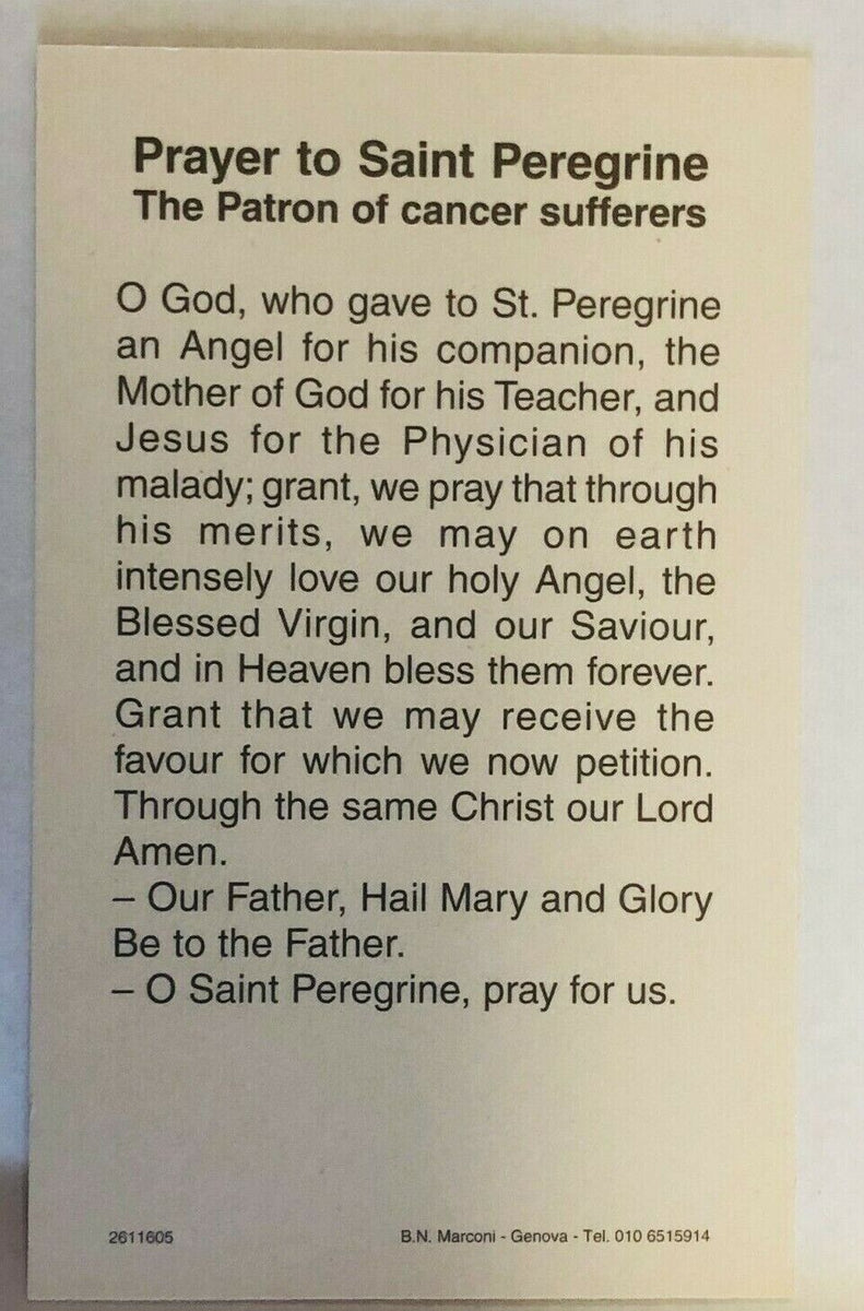 Saint Peregrine Laziosi (The Cancer Saint) Prayer Card, From Italy New ...