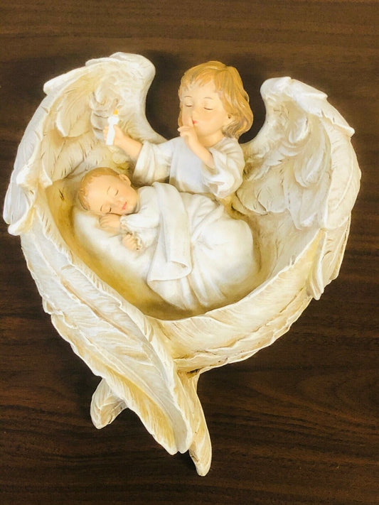 Sleeping Baby in Angel Wings Plaque by  Joseph's Studio 11" H, New - Bob and Penny Lord