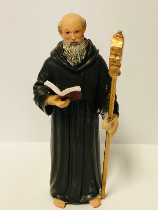 Saint Benedict  4" Statue + Prayer Card, New - Bob and Penny Lord